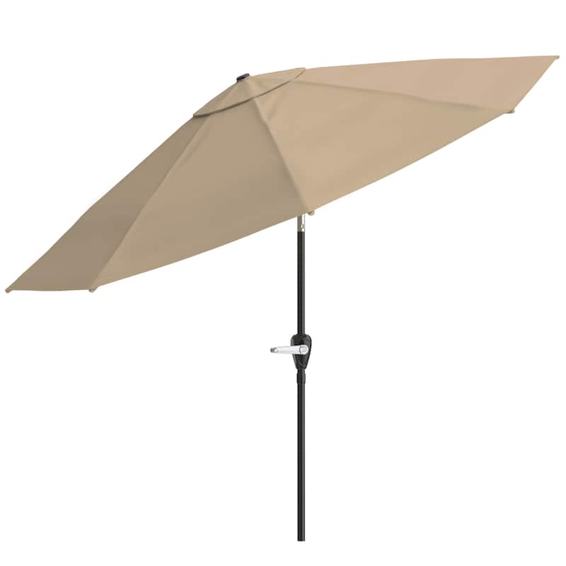 Patio Umbrella with Auto Tilt - 10FT Easy Crank Outdoor Umbrella with Vented Canopy by Pure Garden (Sand)