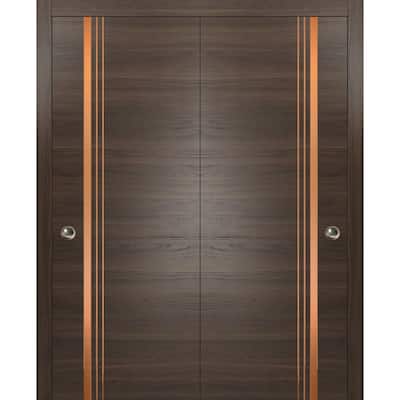 Bypass Doors 36 x 80 Planum 1010 Chocolate Ash with Sturdy Rails