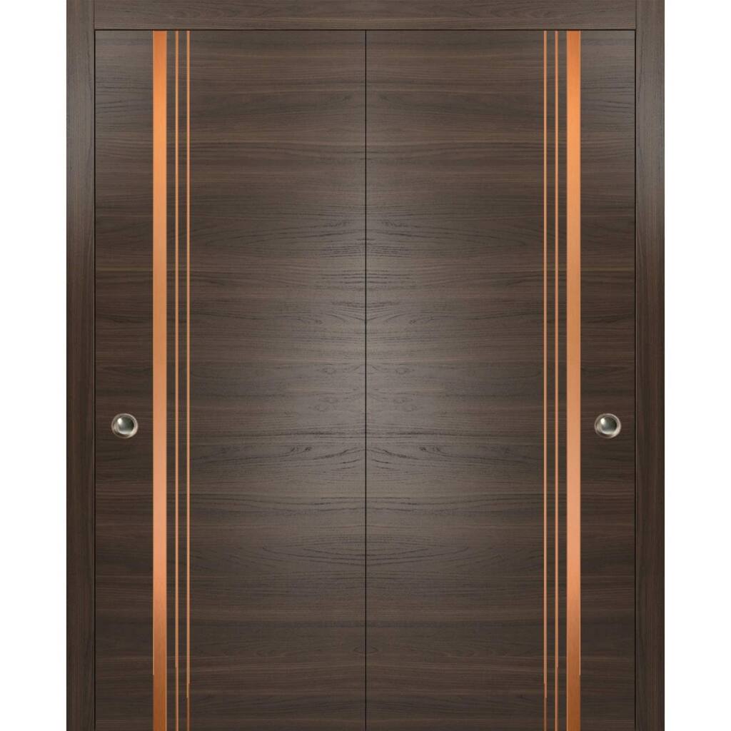 Bypass Doors 36 x 80 Planum 1010 Chocolate Ash with Sturdy Rails