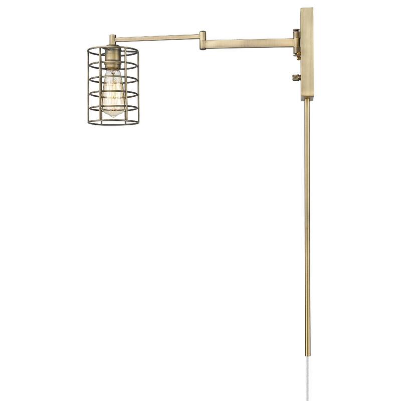 32"H Modern Plug-in Wall Sconce with LED Option and Dimmable Hanging Light Fixture Steel Frame - 32" H x 5" W x 20.75" D