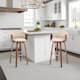Daxton Mid-Century Swivel Bar Stool, Upholstered Counter Height Chair with Bentwood Legs - Cream and Walnut - Counter Height