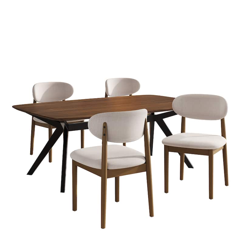 Christopher Knight Home - Callen Dining Set with Beige Upholstered Side Chairs & Matching Table