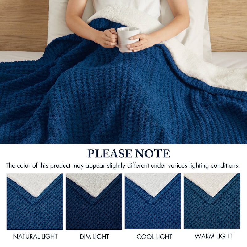 Madison Park Eden Waffle Knit Chenille Throw 50x60"