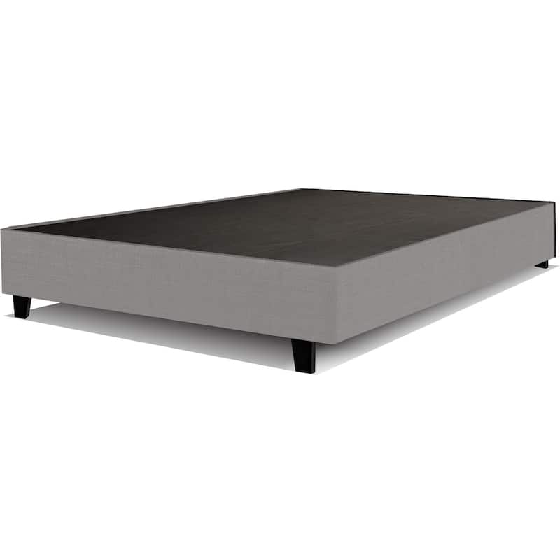 14" Upholstered Platform Bed Frame with 4" Legs, Solid Fabric Covered Deck, Modern Minimalist Bedroom Design