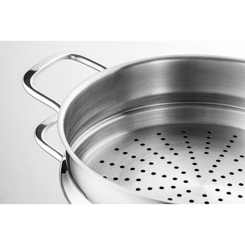 Prime Cook Stainless Steel 6.4 qt Stock / Steamer Set with Glass Lid