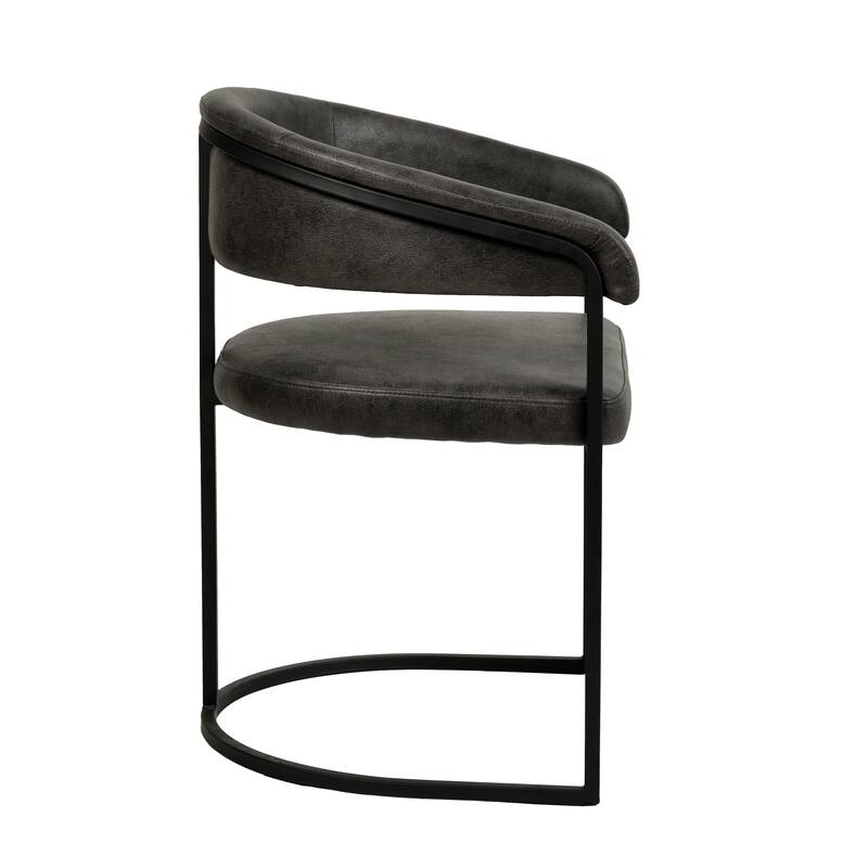 LeisureMod Aero Modern Upholstered Leather Dining Chair in Iron & Polyester, Accent Armchair for Home Kitchen Office