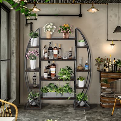Large Ladder Plant Stand Half-Moon Shaped 8 Tier Plant Shelf