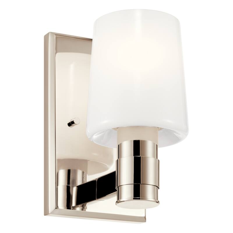 Adani 1-Light Wall Sconce with Opal Glass Shade - 8.5 in - Polished Nickel