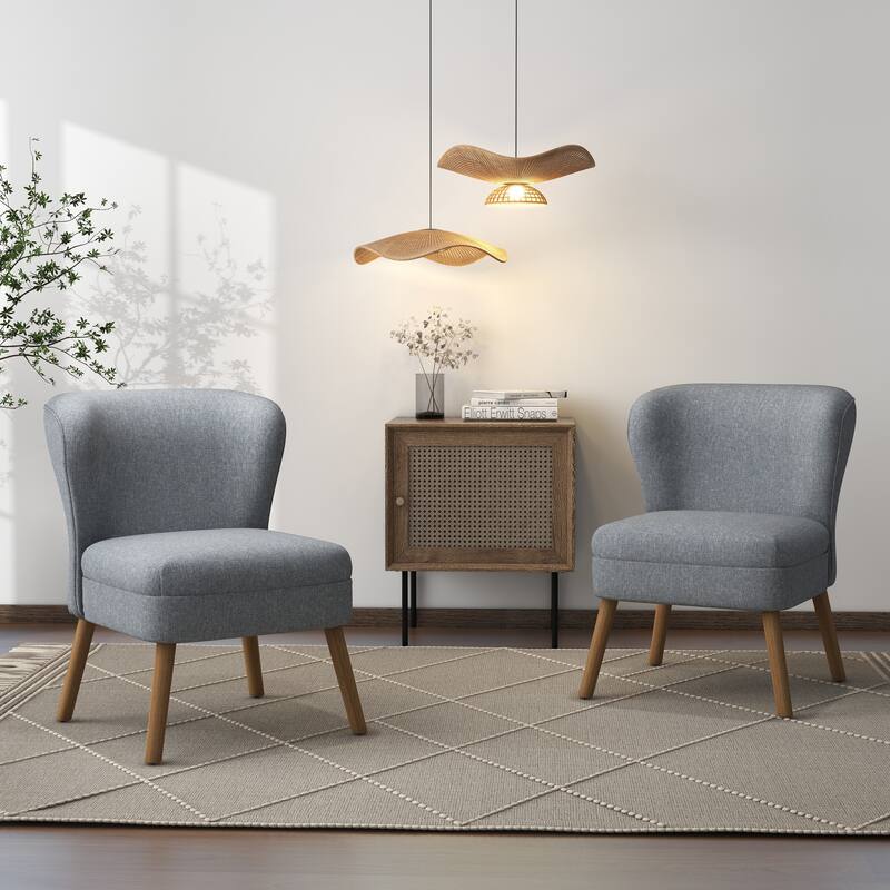 Linen Armless Accent Chair Slipper Chair