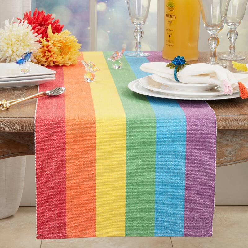 Rainbow Stripe Delight Table Runner - 16"x72"