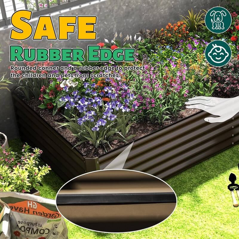 Heavy-Duty Outdoor Garden Planter Box for Vegetables with Safety Edge