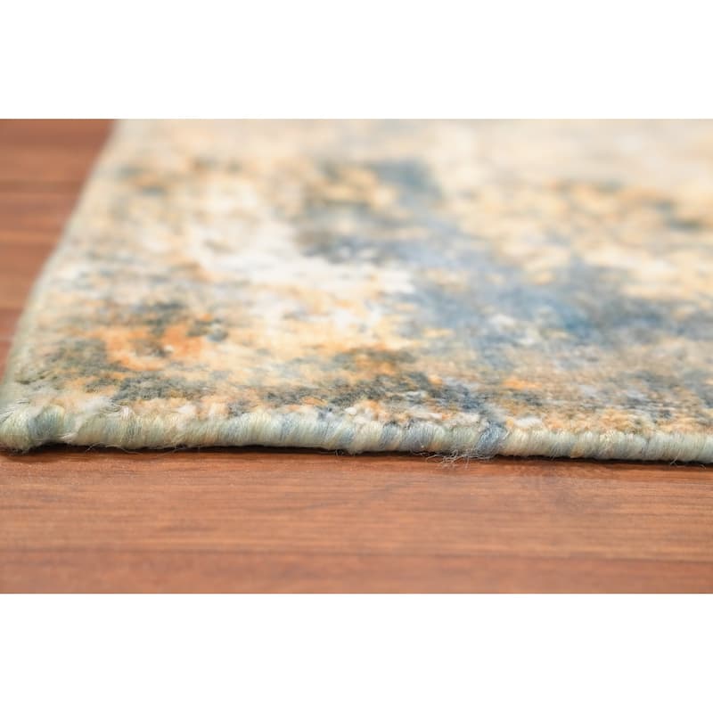 Hand Knotted Oriental Viscose Silk Carpet Modern Abstract Yellow & Gold Abstract Area Rug - 4' 0'' X 2' 0''