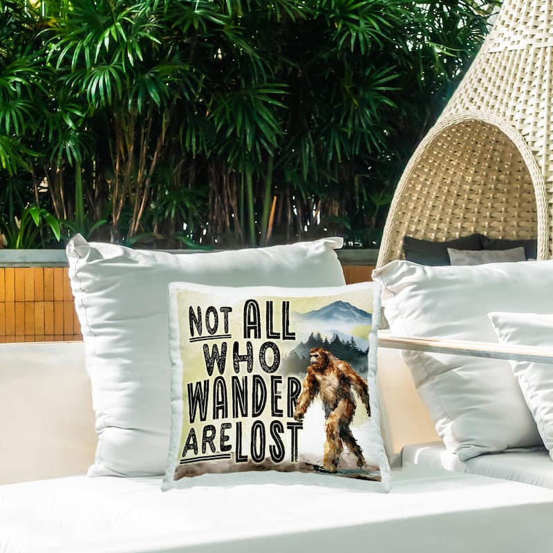 Stupell Not All Who Wander Phrase Printed Outdoor Throw Pillow Design by Nicole DeCamp