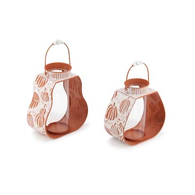 Metal Pumpkin Outline Candle Holder (Set of 2) - 9 x 4.5 x 9