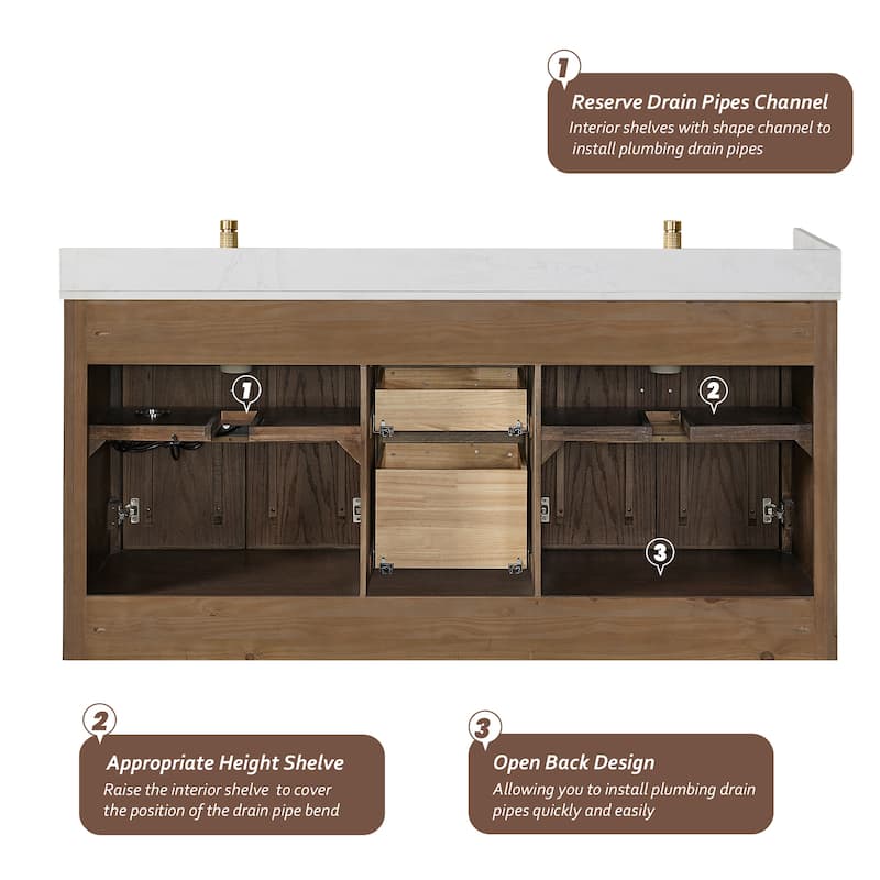 Jakarta Bath Vanity with Quartz Stone Top without Mirror