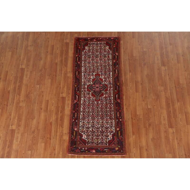 Hamedan Persian Vintage Runner Rug Hallway Hand-knotted Wool Carpet - 2'5"x 6'6"
