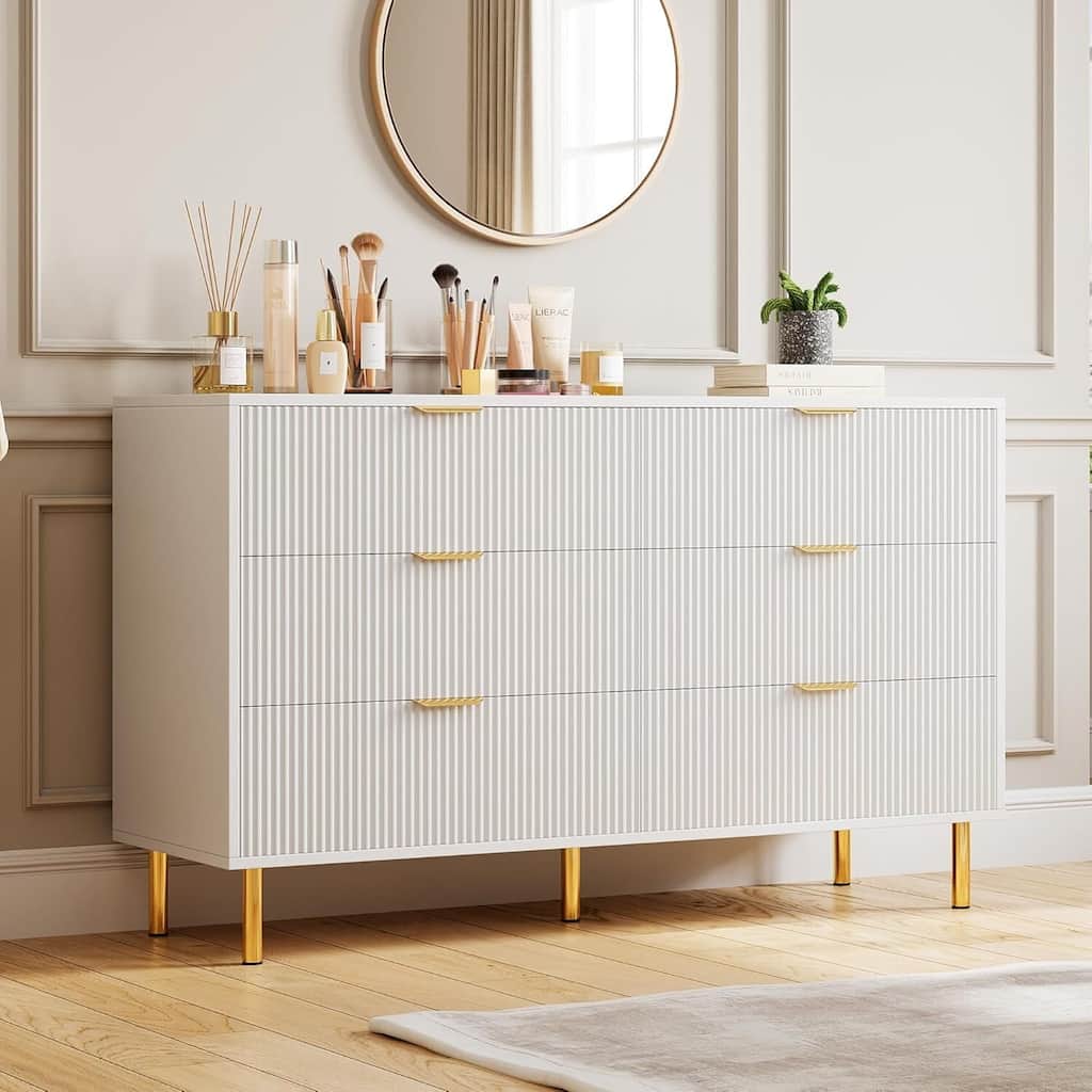 Modern Design 6 Drawer Dresser, Storage Cabinet for Bedroom, Living Room, Closet, Hallway
