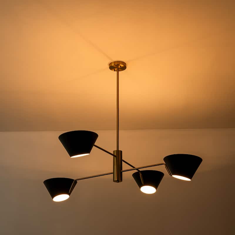 4/6-Light Mid-Century Modern Linear Sputnik Large Chandelier for Living Room 2/3-Tiered Industrial Cone Pendant Lighting