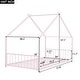 preview thumbnail 7 of 7, Pink Twin Size Metal House Bed with Roof, Fence and Back for Kids, Boys and Girls, Bedroom