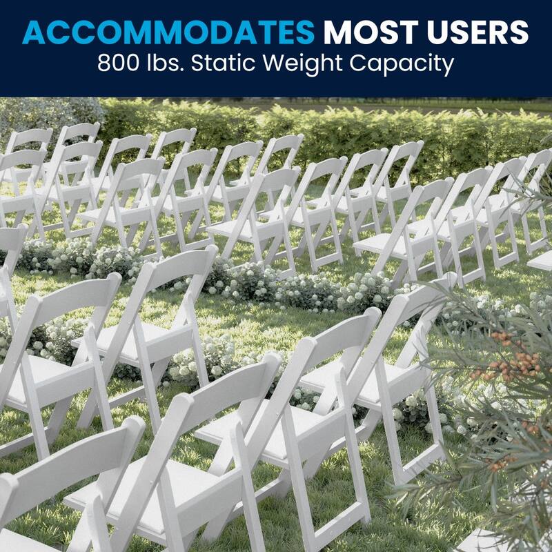 800 lb. Capacity White Resin Folding Chair with Slatted Seat