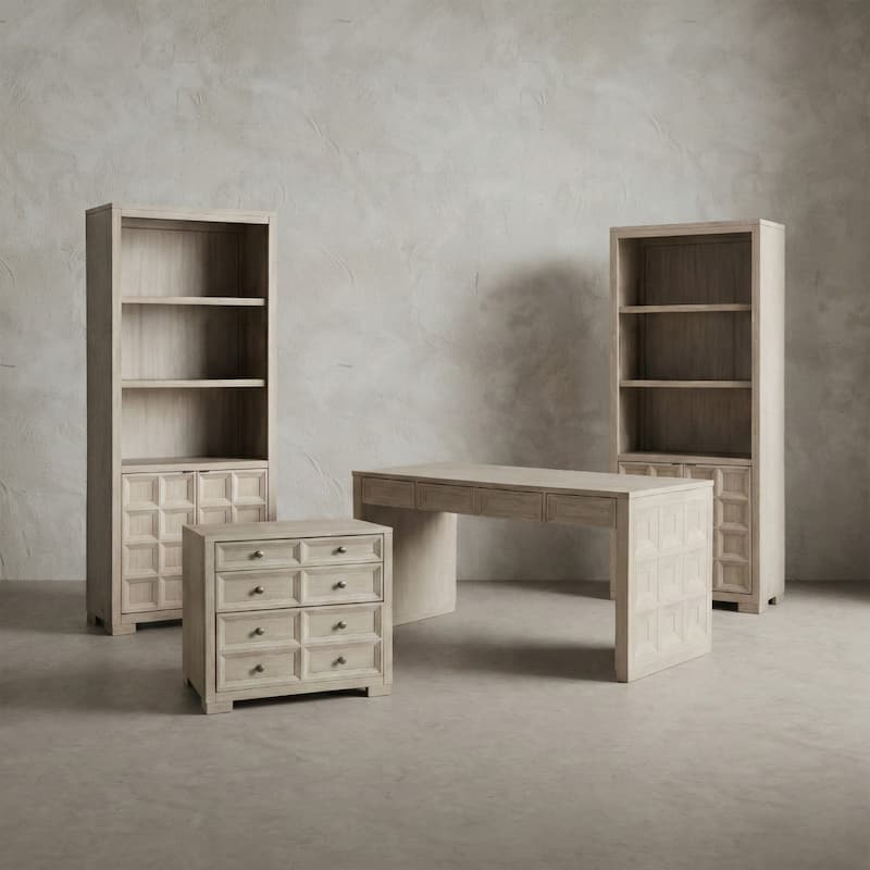 Furniture of America Durem Modern Tawny Brown Writing Desk with 2 Bookcases and File Cabinet Set - Tawny Brown