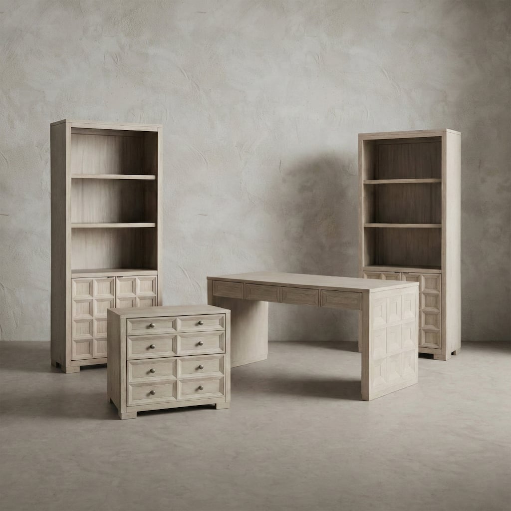 Furniture of America Durem Modern Tawny Brown Writing Desk with 2 Bookcases and File Cabinet Set