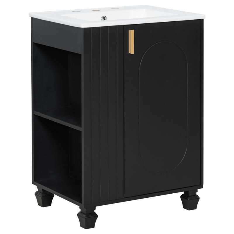 Roomfitters Bathroom Vanity with Sink, Cabinet with Door Shelf and Side Open Storage, Solid Wood Frame, Soft Closing Door
