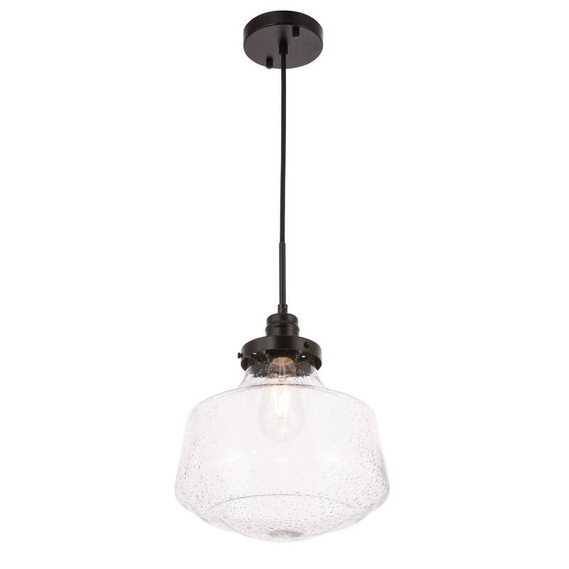 Klyli 11-inch 1-light Clear Seeded Glass Hanging Pendant