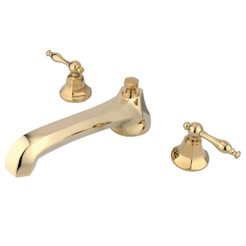 Kingston Brass Metropolitan Deck Mounted Roman Tub Filler with Lever - Polished Brass