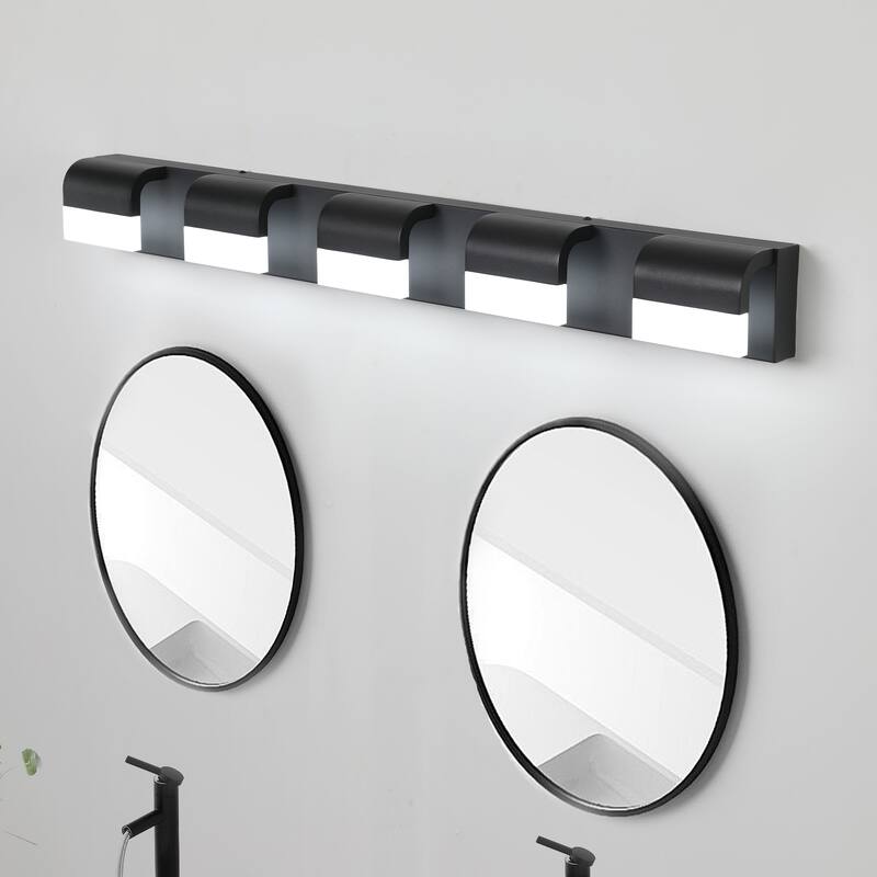 Modern Bathroom Vanity Lighting 5-Light LED Vanity Lights Over Mirror Bath Wall Lighting - Black
