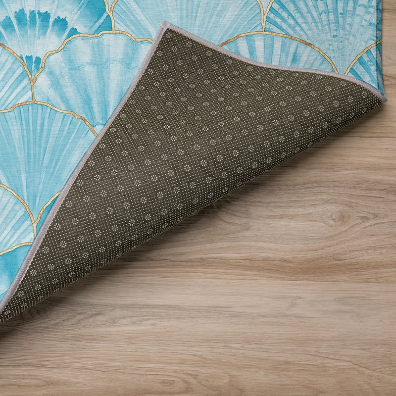 Indoor/ Outdoor Surfside Seashells Washable Rug New