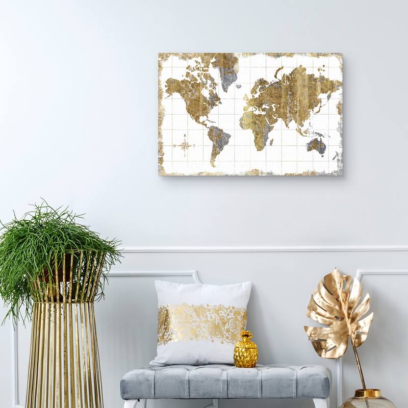 Gilded Map by Wild Apple Portfolio Canvas Art Print