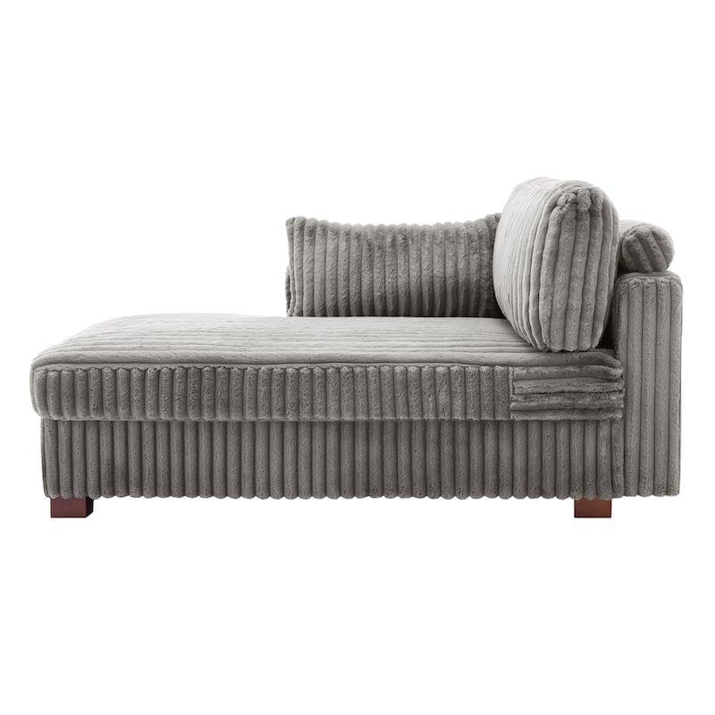 42" W Plush Corduroy Upholstered Chaise Lounge Sleeper for Living