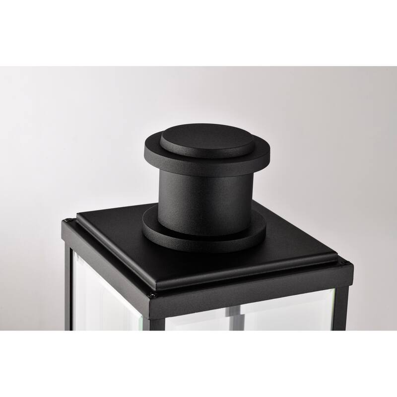Luca Outdoor Post Lantern Sand Black Finish Clear Beveled Glass