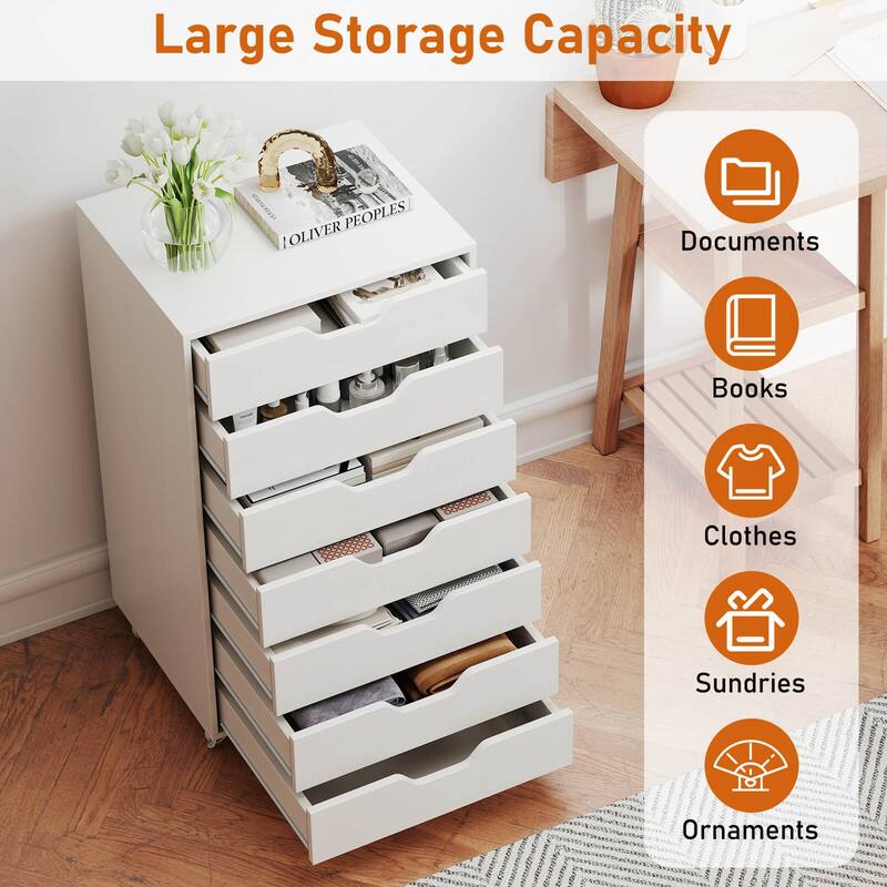 Costway 7-Drawer Chest Mobile File Cabinet Vertical Filing Organizer - See Details
