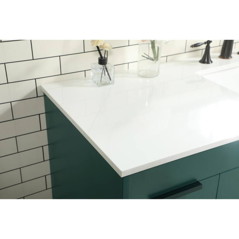 Icon 48 - 60 Inch Single Bathroom Vanity with Ivory White Engineered Marble