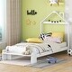 preview thumbnail 1 of 6, Twin Size Wood Platform Bed with House-Shaped Headboard, Footboard Bench, and Wooden Support White