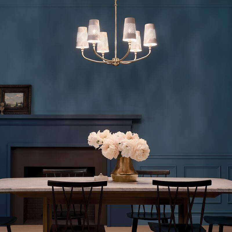 Kichler Lighting Adeena 26.75-in 6-Light Brushed Natural Brass Chandelier - 26.75