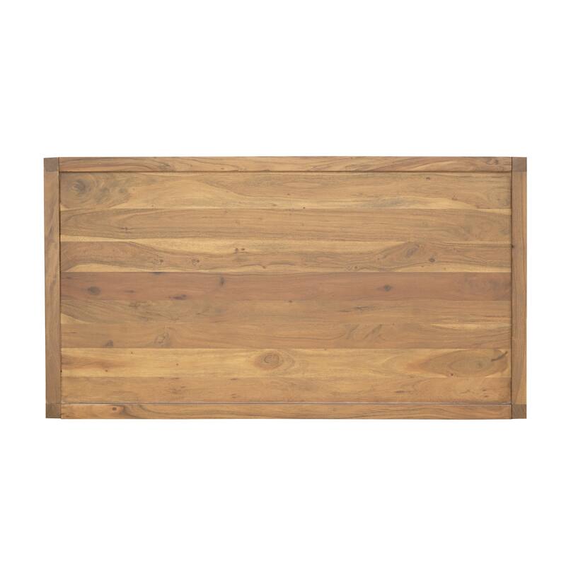 Wilton Handmade Lattice Base Wood Coffee Table, 33"W x 62"L x 18"H, Light Brown Finish by Sevita - 33"W x 62"L x 18"H