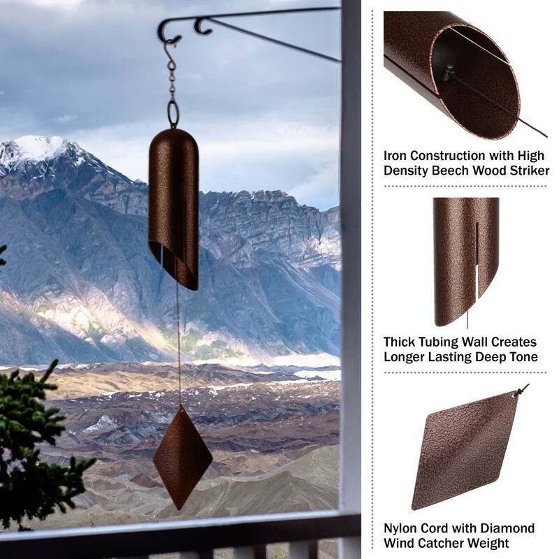 Wind Chimes - Deep Resonance Serenity Bell - 27in Metal Windbell Chime by Pure Garden (Bronze)