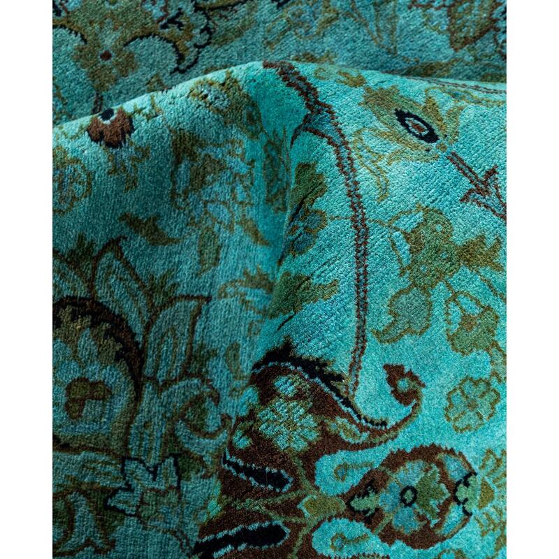 Overdyed One-of-a-Kind Hand-Knotted Area Rug - Green - 6' 1" x 6' 3"