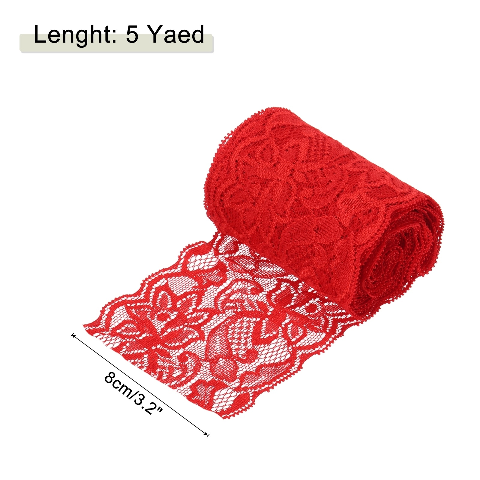 Elastic Lace Ribbon Floral Pattern Stretch Lace Trim Embroidered Fabric for Sewing Making - 3 Inch Wide 5 Yard