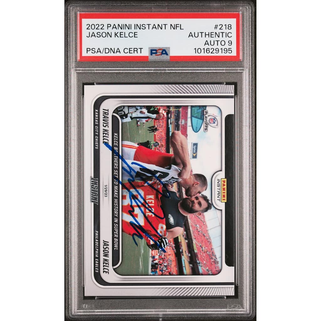 Jason Kelce 2022 Panini Instant Signed Football Card #218 Auto PSA 9 101629195 - 8' x 11'