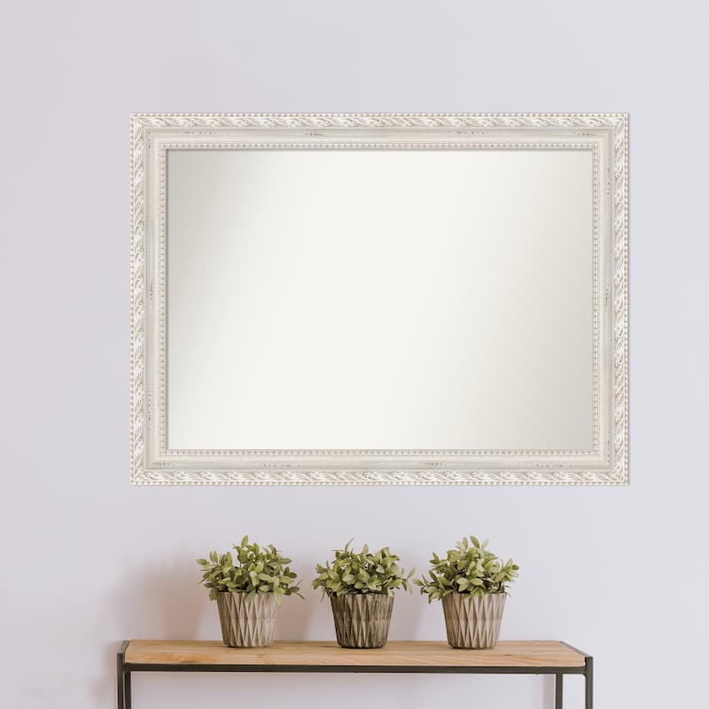 Opera Off White Non-Beveled Wood Framed Wall Mirror - Opera Off White