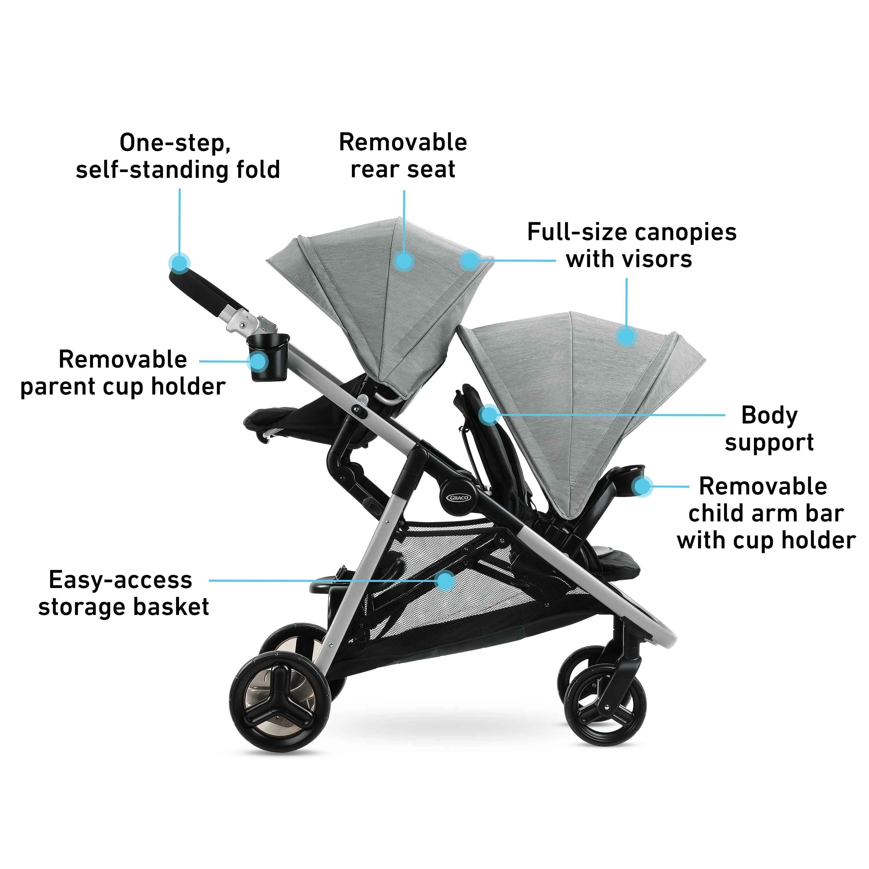 Graco Ready2Grow LX 2.0 Double Stroller Features Bench Seat and Standing Platform Options Clark N A Bed Bath Beyond 39684180