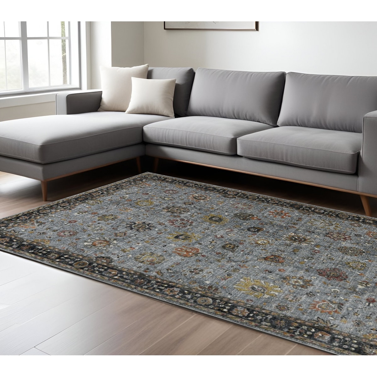 HomeRoots Noda Floral Medallion Transitional Rectangle Area Rug