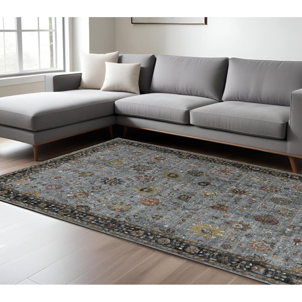 HomeRoots Floral Medallion Transitional Rectangle Area Rug