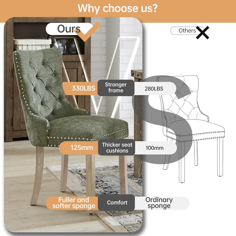 Morden Fort Tufted Dining Chair, Accent Chairs with Studded Trim and Pull Ring