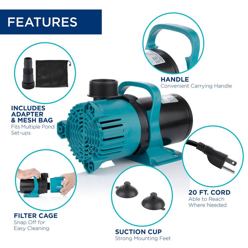 Alpine Corporation Energy-Saving Vortex Pump for Ponds, Fountains, Waterfalls, and Water Circulation