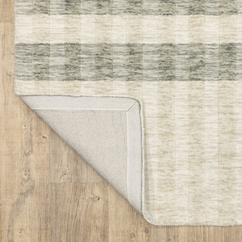 Thalia Scandinavian Textured Stripes Beige/ Grey PET Yarn Area Rug